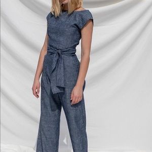 OZMA Matador Romper wide leg, chambray, small